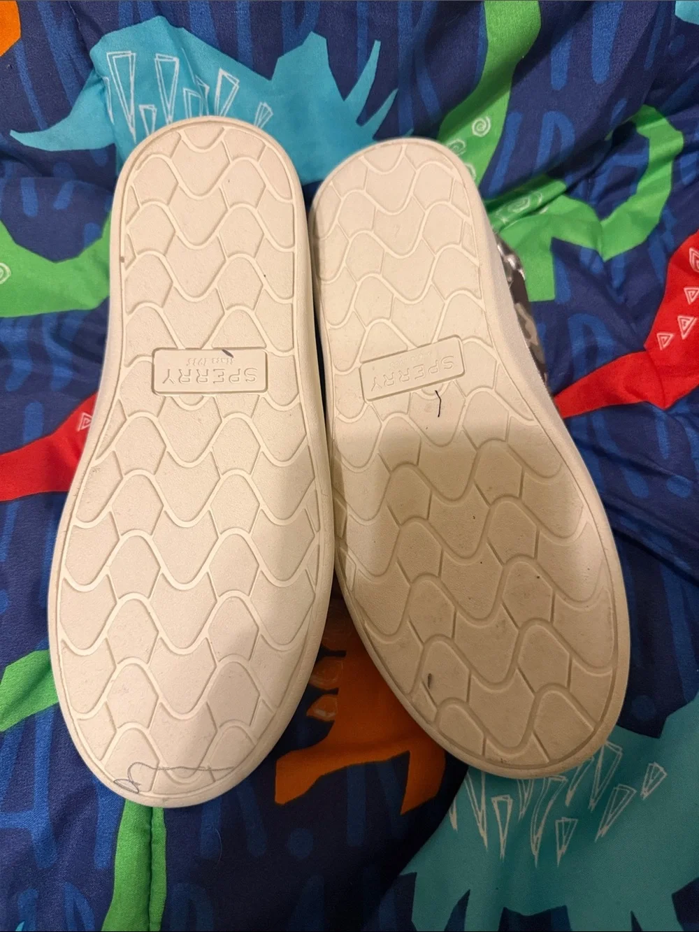 Sperry Kids Camo Slip-On Sneakers in Olive and Brown